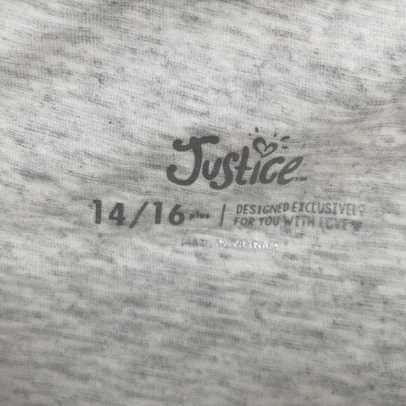 Justice Girls Gray Peach Just Peachy Graphic Tee Shirt size 14/16 plus - Picture 3 of 6